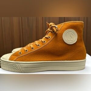 Orange High-Top Sneakers with Cream Soles